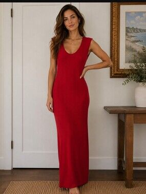 J Crew Ribbed Knit Maxi Sweater Dress In Vibrant Red